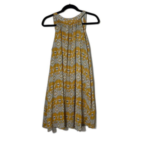 Kersh Mustard Yellow Boho Sleeveless Mini Dress M Oversized Western Trapeze - Picture 3 of 7